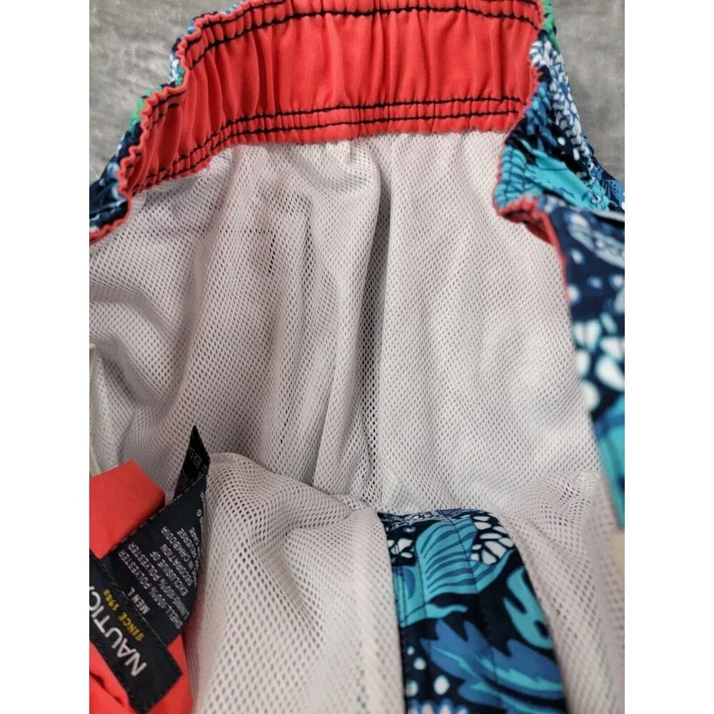 Nautica board shorts mesh lined swim trunks Large Blue Floral, seahorse, fish‎